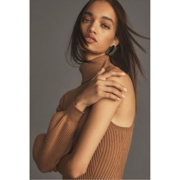 NEW By Anthropologie Asymmetrical Slim Cold Shoulder Sweater Mini Dress Plus 3X - Picture 8 of 8